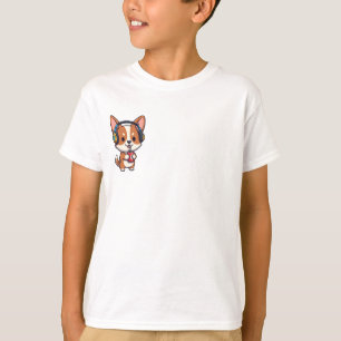 T-shirt Enfants Corgi Joueur Buvant du Soda