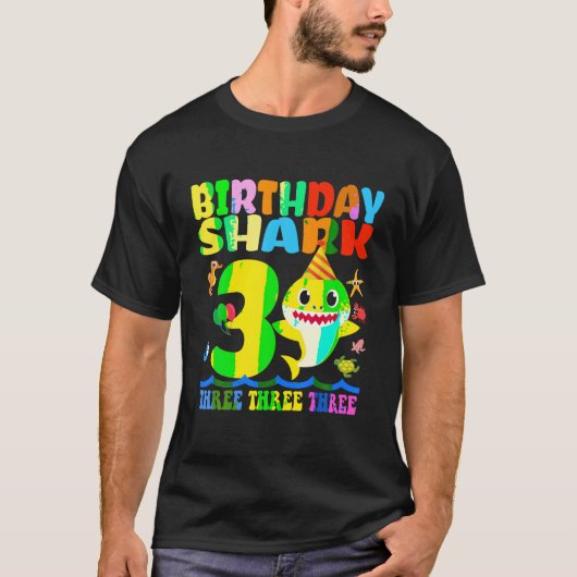 T-shirt Enfants d'anniversaire requin 3 ans 3e anniversair (Devant)