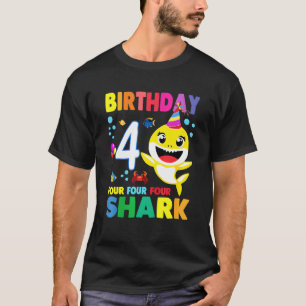 T-shirt Enfants d'anniversaire requin 4e Quatre 4 ans jume