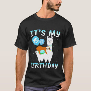 T-shirt Enfants de 15 ans 15e anniversaire Lama paresseux