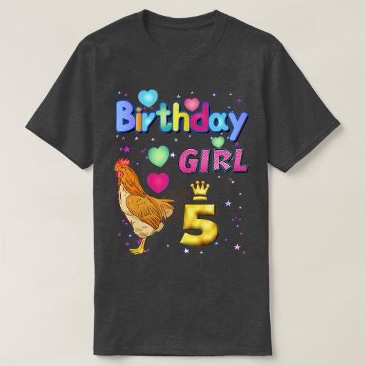 T-shirt Enfants de 5ans poulet C'est mon 5e anniversaire F (Design devant)