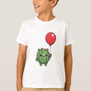 T-shirt Enfants de cactus piquant mignon tenant un ballon