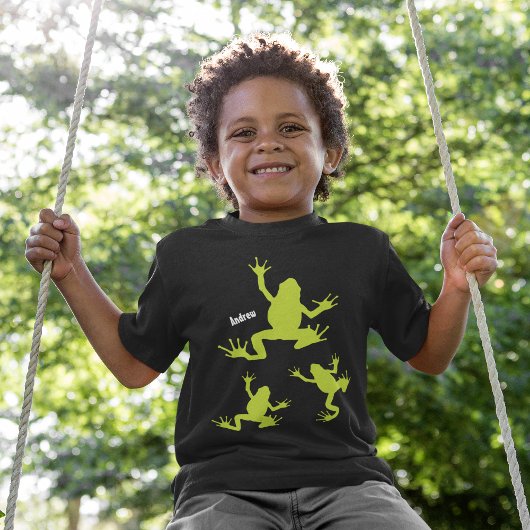 T-shirt Enfants de grenouille verte et noire
