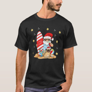T-shirt Enfants de la plage Filles du Père Noël Xmas Pug J
