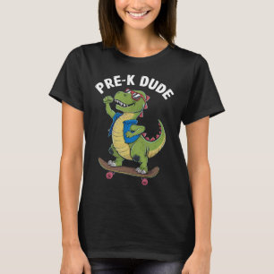 T-shirt Enfants de maternelle en skateboard avec dinosaure
