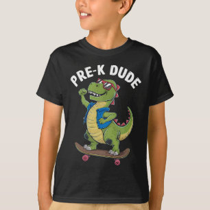T-shirt Enfants de maternelle en skateboard avec dinosaure