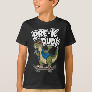 T-shirt Enfants de maternelle en skateboard avec dinosaure