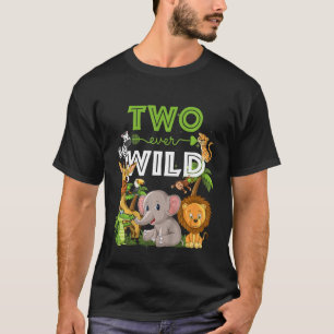 T-shirt Enfants deux jamais Wild 2e anniversaire Zoo Safar