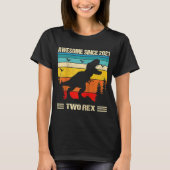 T-shirt Enfants Deux Rex 2e Anniversaire Deuxième Dinosaur (Devant)