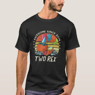 T-shirt Enfants Deux Rex 2E Anniversaire Deuxième Dinosaur