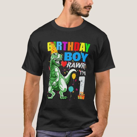 T-shirt Enfants Dinosaur premier anniversaire garçon un 1 (Devant)