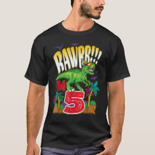 T-shirt Enfants Dinosaur Rawr I'm 5 Anniversaire 5e Annive