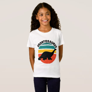 T-Shirt Enfants Dinosaure Brontosaurus Retro Sunset Distan