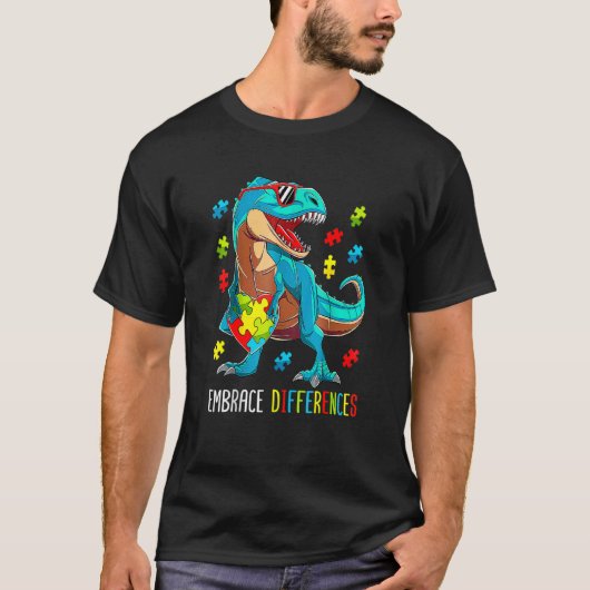 T-shirt Enfants Dinosaure Trex Embrasser les Différences A (Devant)