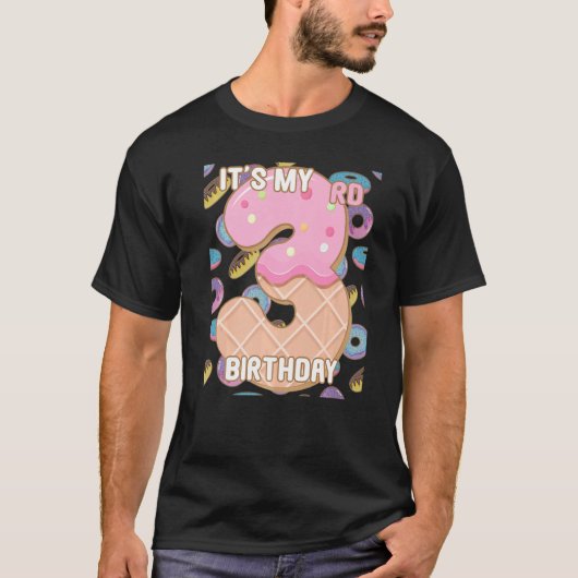 T-shirt Enfants Donut sucré C'est mon 3e anniversaire 3 an (Devant)