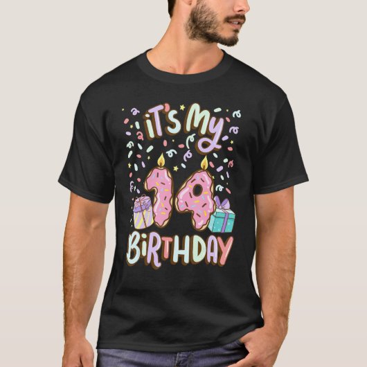 T-shirt Enfants Doux Donut C'Est Mon 14E Anniversaire 14 A (Devant)