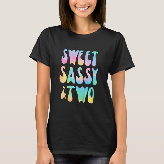 T-shirt Enfants doux sassy et deux 2ème anniversaire fille (Devant)