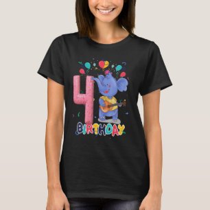 T-shirt Enfants Elephant fête d'anniversaire 4 ans Garçon 