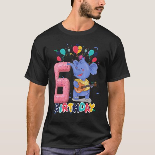 T-shirt Enfants Elephant fête d'anniversaire 6 ans Garçon (Devant)