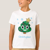 T-shirt Enfants Emoji Arbre De Noël Avec Nom (Devant)