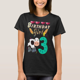 T-shirt Enfants Enfants 3 ans Vache Anniversaire Fille fil