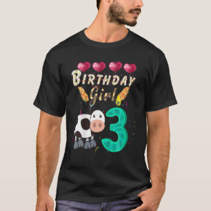 T-shirt Enfants Enfants 3 ans Vache Anniversaire Fille fil