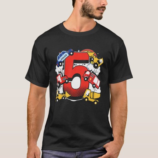 T-shirt Enfants Enfants 5e anniversaire 5 ans avec Firetru (Devant)