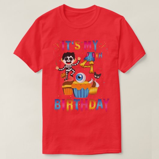 T-shirt Enfants Enfants C'est mon 4e anniversaire Ghost Sk (Design devant)