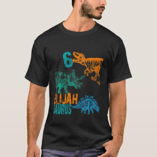T-shirt Enfants Enfants Elijah Saurus 6e anniversaire Garç