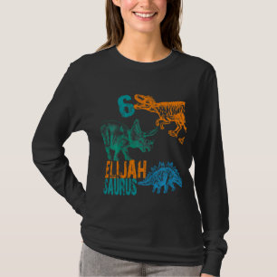 T-shirt Enfants Enfants Elijah Saurus 6e anniversaire Garç