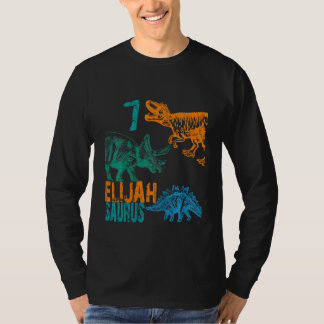 T-shirt Enfants Enfants Elijah Saurus 7e anniversaire Garç