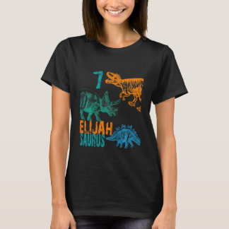 T-shirt Enfants Enfants Elijah Saurus 7e anniversaire Garç