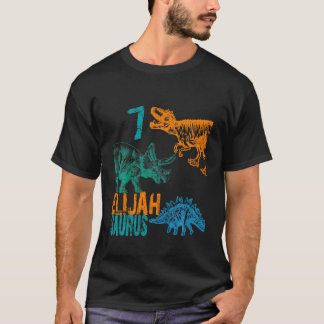T-shirt Enfants Enfants Elijah Saurus 7e anniversaire Garç