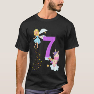 T-shirt Enfants Enfants Fée Anniversaire fête 7 ans Thème