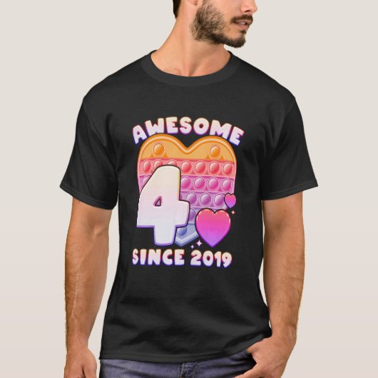 T-shirt Enfants Fille 4e anniversaire Awesome depuis 2019  (Devant)