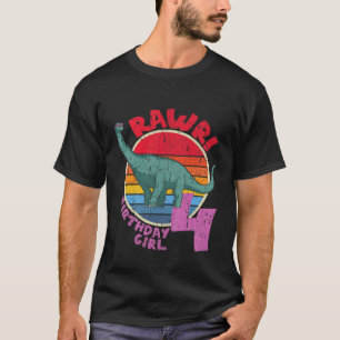 T-shirt Enfants Fille 4E Anniversaire I Rawday! Brachiosau