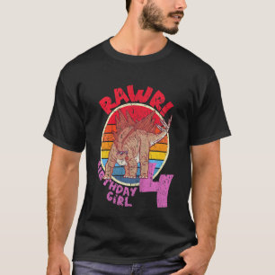 T-shirt Enfants Fille 4e anniversaire I Rawr Stegosaurus I