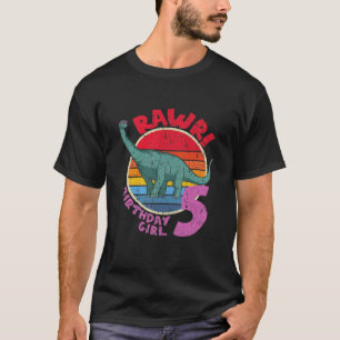 T-shirt Enfants Fille 5E Anniversaire I Rawday! Brachiosau