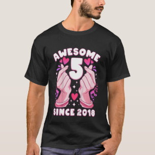T-shirt Enfants Fille 5e anniversaire, né 2018, coeur K-po