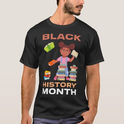 T-shirt Enfants Fille Lecture Livre Noir Mois d'histoire B (Devant)