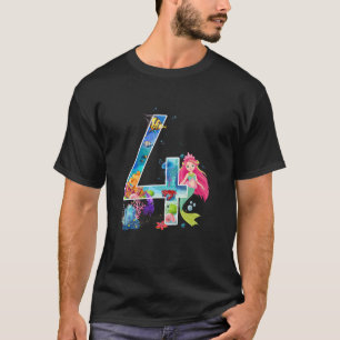 T-shirt Enfants Filles 4E Anniversaire Sirène 4 Anniversai