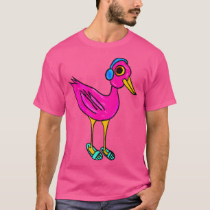 T-shirt Enfants Flamant rose rose en écoutant de la musiqu