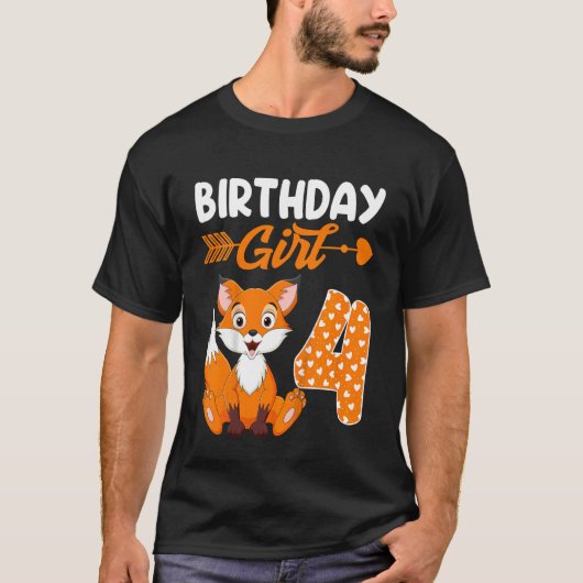T-shirt Enfants Fox animal 4e anniversaire fille Fox B Jou (Devant)