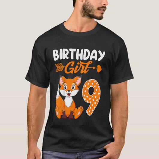 T-shirt Enfants Fox animal 9e anniversaire fille Fox B jou (Devant)