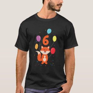 T-shirt Enfants Fox Balloons 6e fête d'anniversaire Zoo An