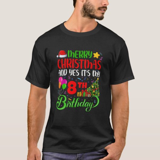 T-shirt Enfants Funny Joyeux Noël Oui C'est mon 8e anniver (Devant)