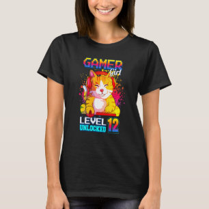 T-shirt Enfants gamer fille niveau 12 déverrouillé 12e ann
