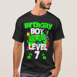 T-shirt Enfants Gamer Happy 7th Birthday Boy Level 7 Unloc