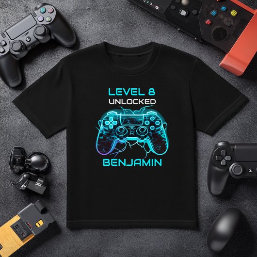 T-shirt Enfants Gamer Niveau Personnalisé Jusqu'à Annivers
