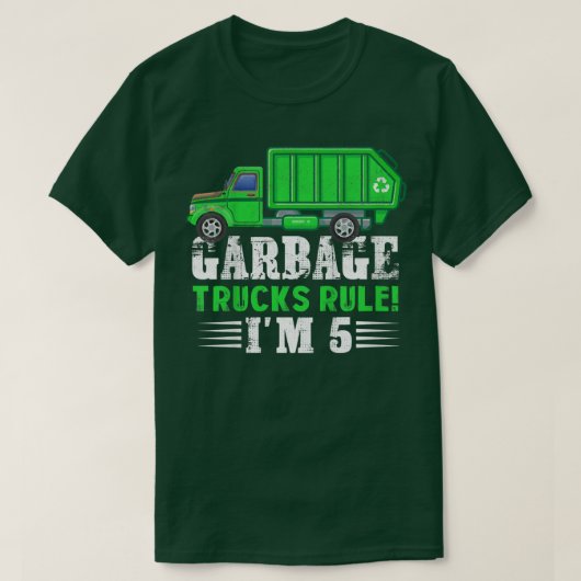 T-shirt Enfants Garbage Trucks Règle I'm 5 years Garbage T (Design devant)